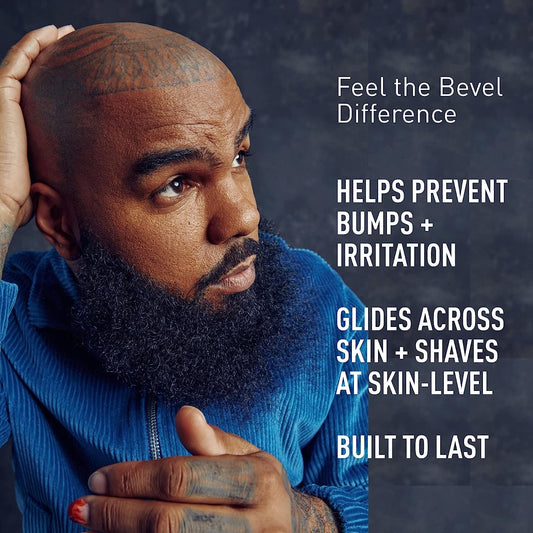 Bevel Safety Razor With Brass Weighted Handle And 10 Double Edge Safety Razor Blade Refills, Single Blade Razor For Men, Designed For Coarse Hair To Prevent Razor Bumps, Black