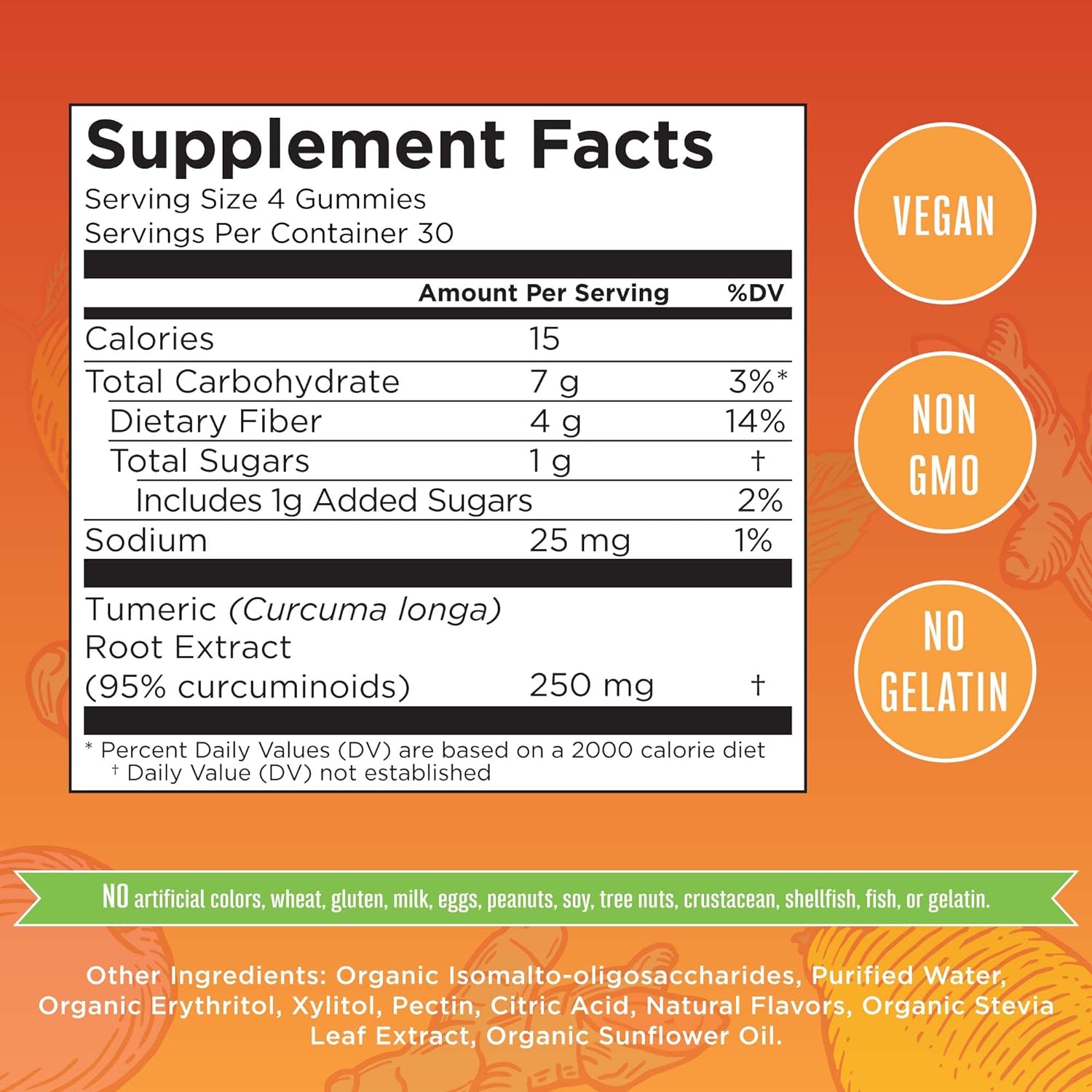 MaryRuth Organics Vitamin Gummy | Turmeric Curcumin Extract | Chewable Supplement | Vegan | Non-GMO | Gluten Free | Peach | Mango and Lemon Flavor | 250 mg Per Serving | 120 Count