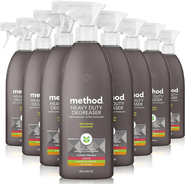 Method Heavy Duty Degreaser, Lemongrass Scent, Oven Cleaner & Stove Top Cleaner, 28 Oz Spray Bottles (Pack Of 8)