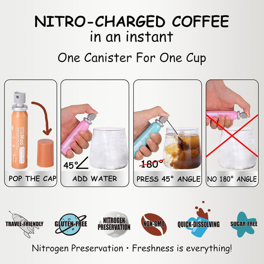 Coffee To The Moo Nitro Cold Brew Coffee Concentrate, Mix Pack (Keto, Collagen & Mushroom Coffee), Instant Hot Or Iced, Pocket/Purse Sized & Travel Friendly, Upgraded Canisters, 12 Cups