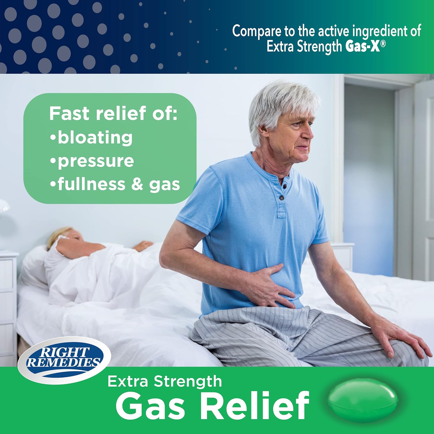 RIGHT REMEDIES Gas Relief Extra Strength, 125mg Simethicone (365 Softgels), Fast Relief from Gas, Bloating, Fullness, Painful discomfort, Compare to Gas-X Extra Strength Active Ingredient : Health & Household