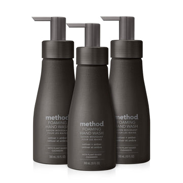 Method Premium Foaming Hand Wash, Vetiver + Amber, Reusable Black Aluminum Bottle, Biodegradable Formula, 10 Fl Oz (Pack Of 3)