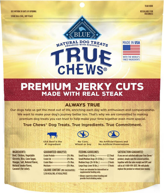 Blue Buffalo True Chews Premium Jerky Cuts Dog Treats, Made In The Usa With Natural Ingredients, Beef, 20-Oz. Bag