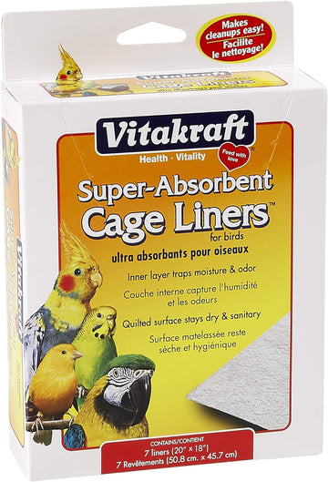 Vitakraft Cage Liners For Birds - For Parrot, Parakeet, Conure, And Cockatiel Cages White 20" X 18"