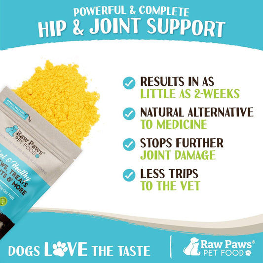 Raw Paws Green Lipped Mussel Hip And Joint Supplement For Dogs & Cats, 10-Oz Powder - Green Lipped Mussels For Dogs - Natural Chondroitin Glucosamine For Dogs & Cats - Dog Joint Pain Relief For Dogs