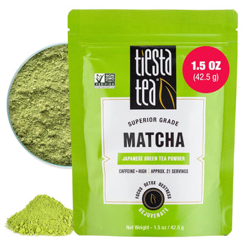 Tiesta Tea - Superior Matcha | Matcha Powder Green Tea | Superior Grade Japanese Matcha Powder | High Caffeinated Green Tea For Matcha Latte | Make Hot Or Iced, Up To 21 Cups - 1.5Oz Resealable Pouch