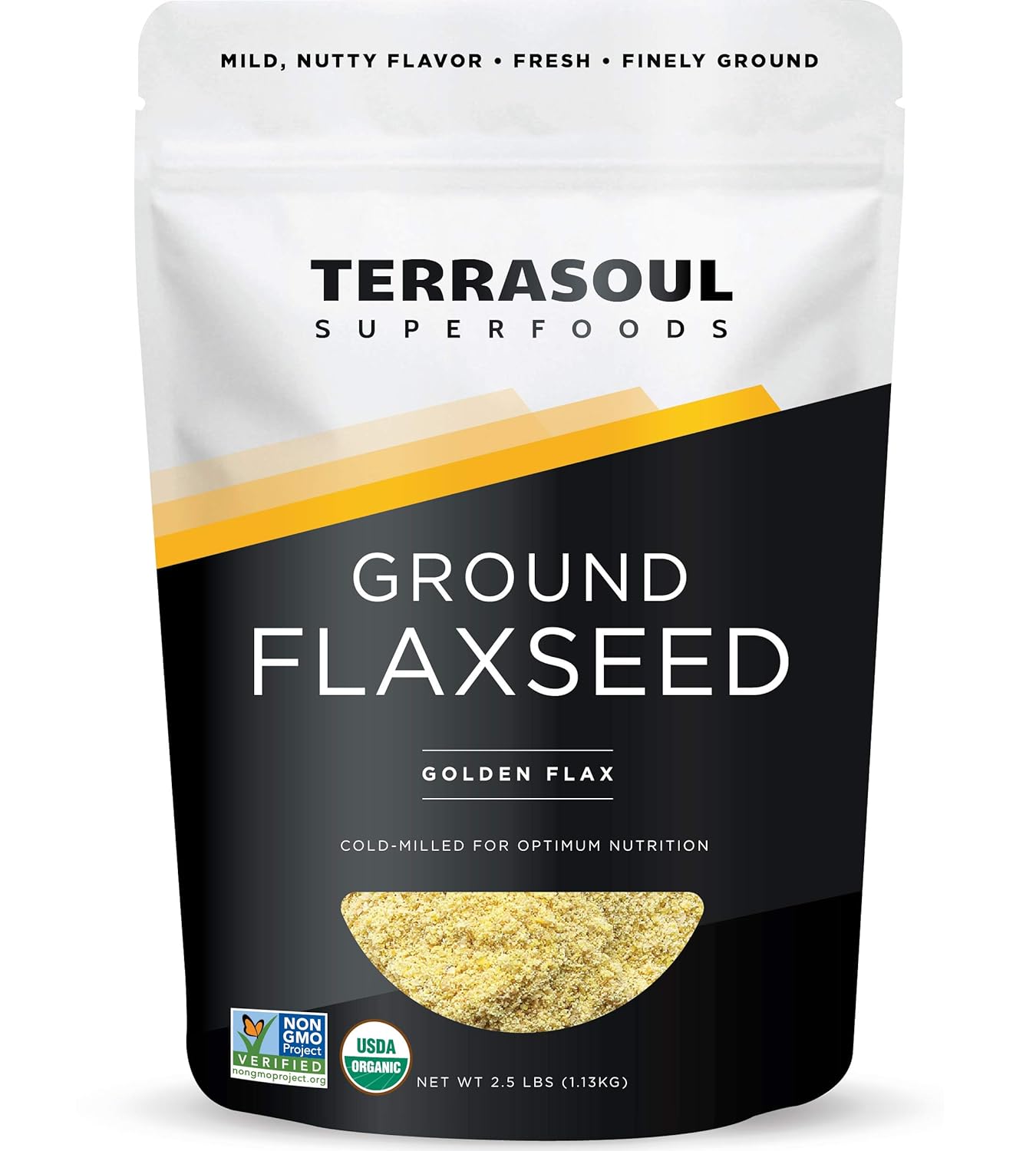 Terrasoul Superfoods Organic Ground Flax Seeds, 2.5 Pound - Finely Ground | Smooth Texture | Golden Flax