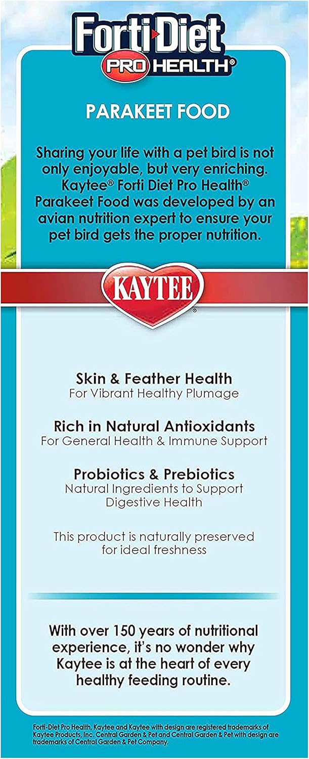 Kaytee Forti-Diet Pro Health Parakeet Pet Bird Food, 4 Pound : Pet Supplies