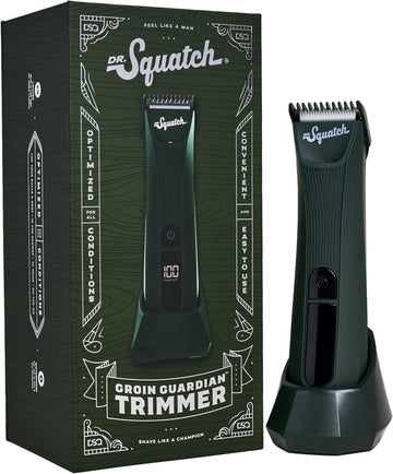 Dr. Squatch Groin Guardian Electric Trimmer With Squatch-Shield Technology For Groin & Body Hair, Cordless With Built-In Led Light, Green