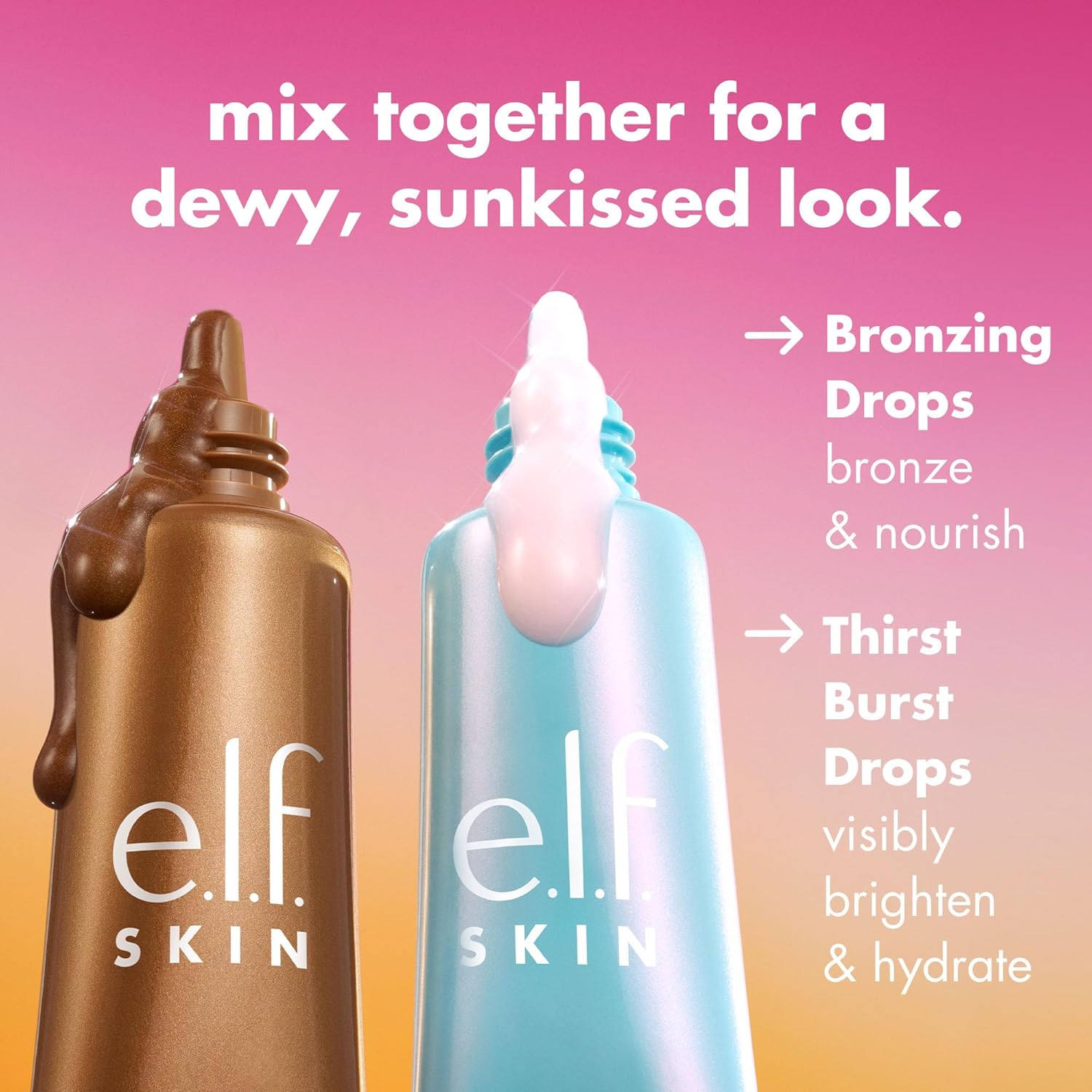 e.l.f. The Hottest Drops Duo, Holy Hydration! Thirst Burst Drops & Bronzing Drops, For Dewy, Glowy & Sun-Kissed Finish, With Hyaluronic Acid & 5% Niacinamide, Vegan & Cruelty-Free, Travel-Size : Amazon.co.uk: Beauty