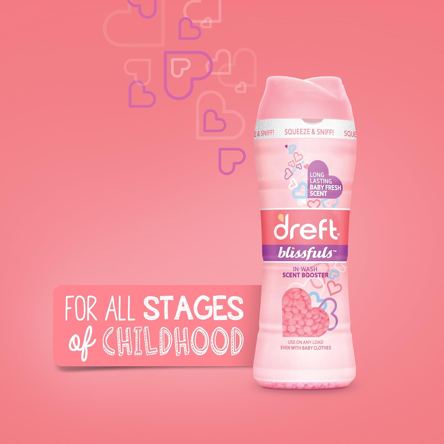 Dreft Blissfuls Laundry Scent Booster Beads For Washer, Baby Fresh, 10 Oz , 4 Count