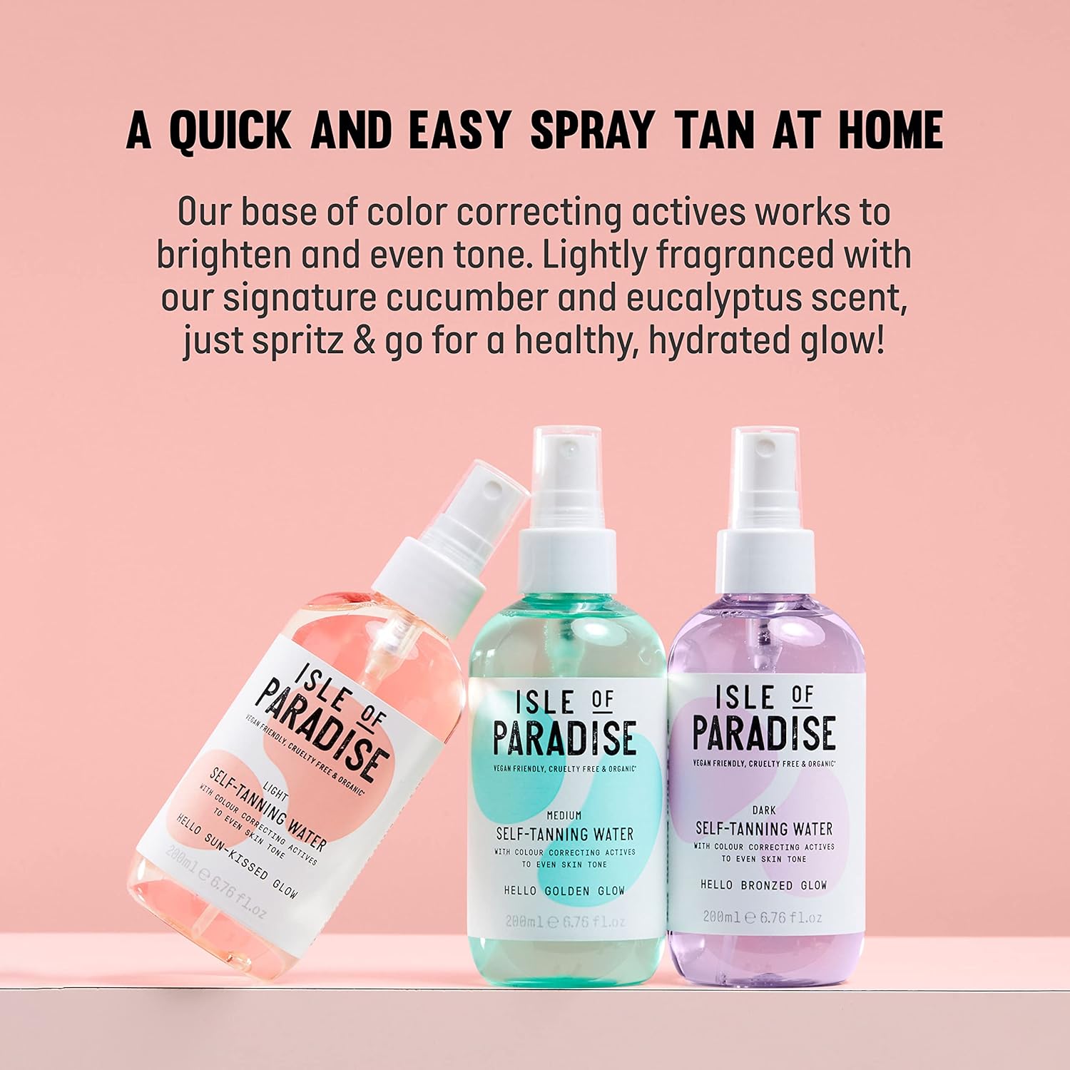 Isle of Paradise Self Tan Water Light (200 ml) Hydrating Self Tanning Water Natural Ingredients & Vegan : Amazon.co.uk: Beauty