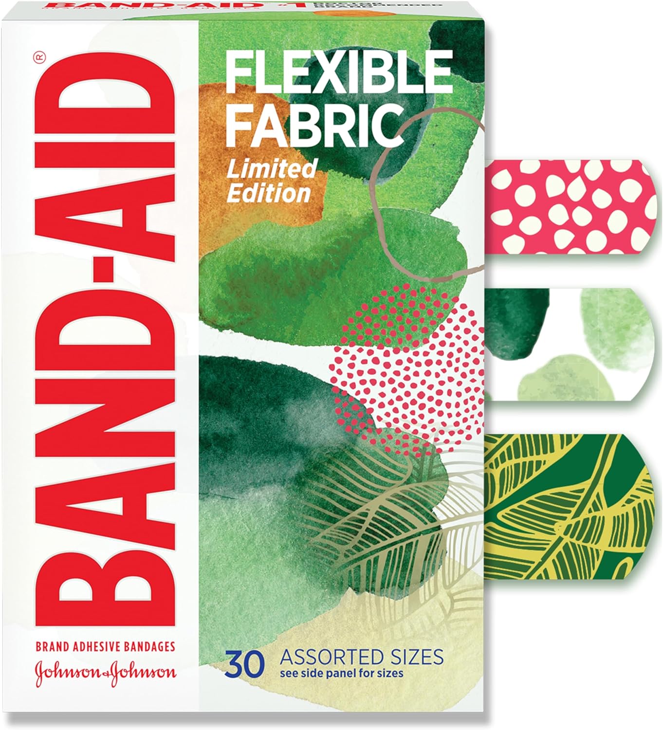 Band-Aid Brand Flexible Fabric Bandages, Forest, Assorted Sizes, 30 Ct