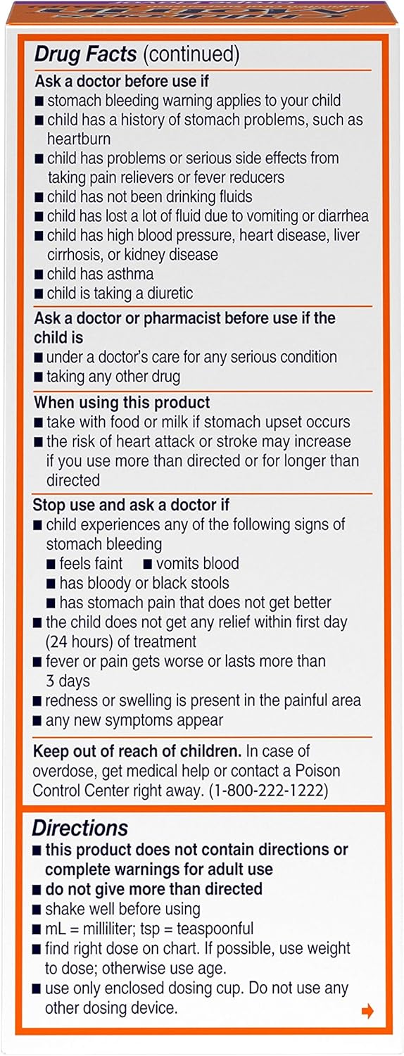 Motrin Children's Oral Suspension, Berry, 72 Count : Health & Household