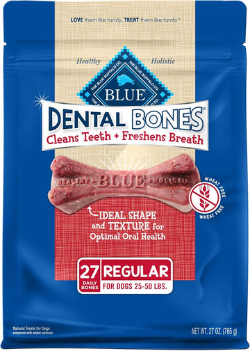 Blue Buffalo Dental Bones Regular Natural Dental Chew Dog Treats Bag Value Pack