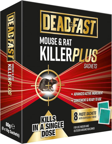 Deadfast 20300392 Mouse and Rat Killer Plus Poison, 8 Sachets - Green?20300392