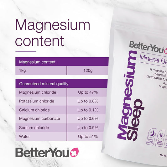 Betteryou Magnesium Sleep Mineral Bath Flakes - Mineral Bath Salts For Muscle Relaxation - Soothing Sore Muscle Soak - Natural Vegan Formula - 2.3 Lb