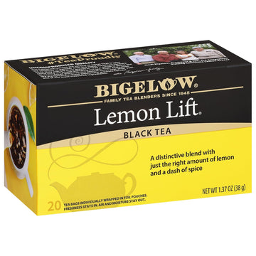 Bigelow Tea Lemon Lift Black Tea, Caffeinated Tea With Lemon, 20 Count Box (Pack Of 6), 120 Total Tea Bags