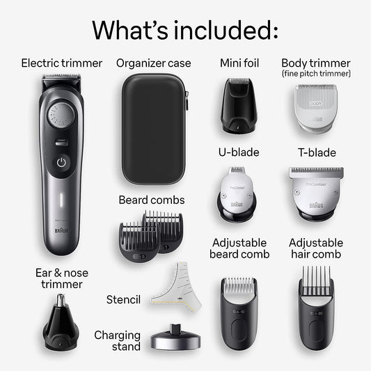 Braun All-In-One Style Kit Series 9 9440, 13-In-1 Trimmer For Men With Beard Trimmer, Body Trimmer For Manscaping, Hair Clippers & More, Sharpest Blade, 40 Length Settings