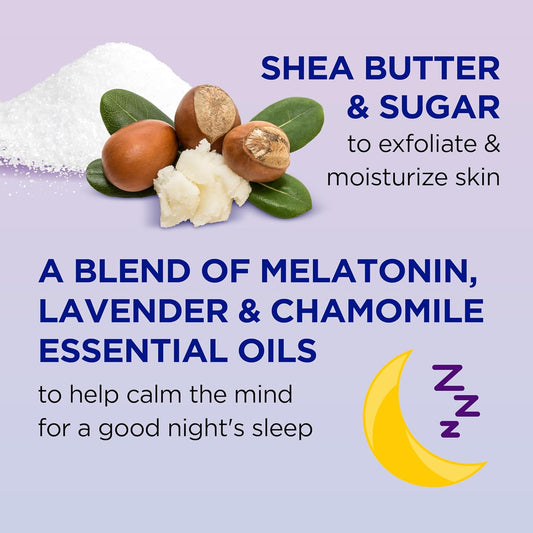 Dr Teal's Shea Sugar Sleep Scrub, with Melatonin, Lavender, & Essential Oils, 19oz (Pack of 3)