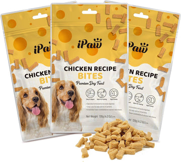 Dog Treats for Puppy Training, All Natural Human Grade Dog Treat, Hypoallergenic, Easy to Digest (Chicken Bites), 3 Packs