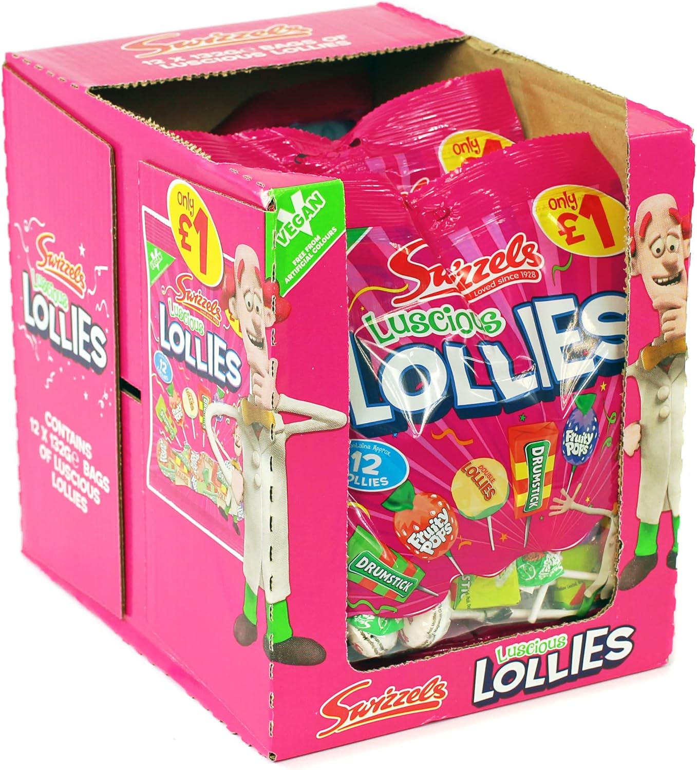 Swizzels Luscious Lollies, Mixed Sweets Bags, Selection Of Vegan Lollipops, Multipack - Each Bag Approximately Has 12 Lollies (12X 132G Bags)