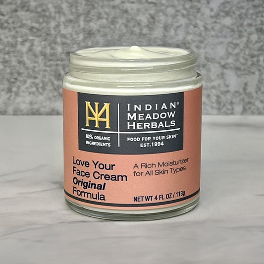 Indian Meadow Herbals Love Your Face Cream Original Formula (4 Oz.) – Rich, Creamy Moisturizer. Herbal Formula. 82% Certified Organic. For All Skin Types