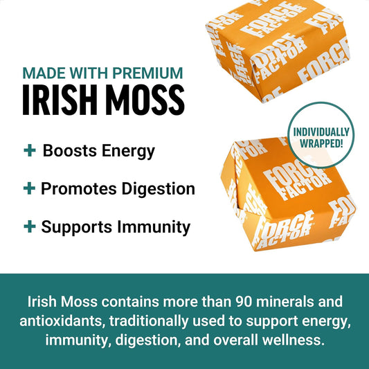 Force Factor Sea Moss Soft Chews, Support Immunity, Digestion, And Heart Health, Irish Sea Moss Superfood & Antioxidants Supplement, Non-Gmo, Gluten-Free, Salted Caramel Flavor, 60 Soft Chews