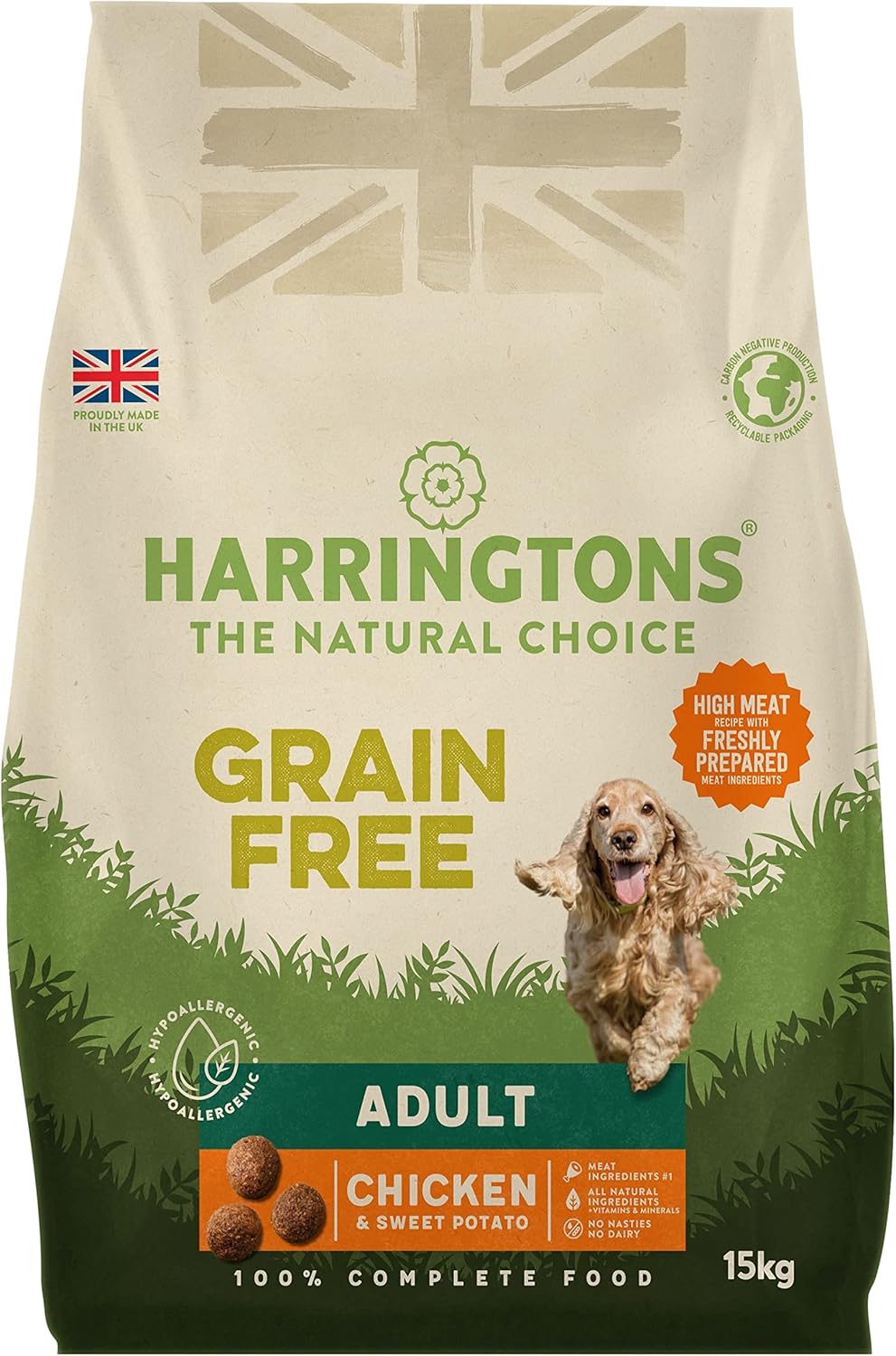 Harringtons Complete Grain Free Hypoallergenic Chicken & Sweet Potato Dry Adult Dog Food 15kg - Made with All Natural Ingredients?GFHYPC-15