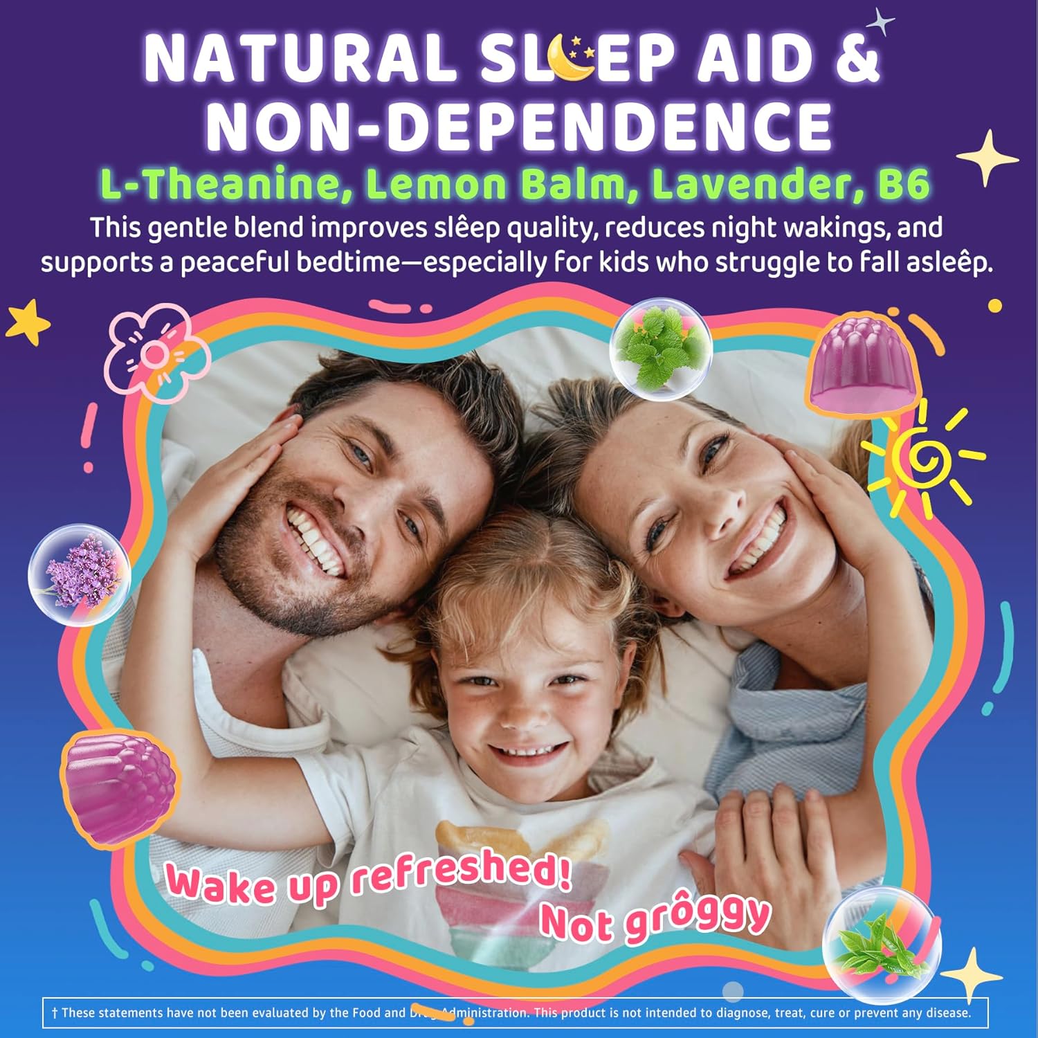 Kids Sleep Gummies, No Melatonin Sleep Aid Gummies W/Magnesium Glycinate, Magnesium Malate, L-Theanine, Lavender, B6, Zinc, D3K2 For Restful Sleep, Relax Brain & Muscle, Immune Support, Non-Gmo 2Pack : Health & Household