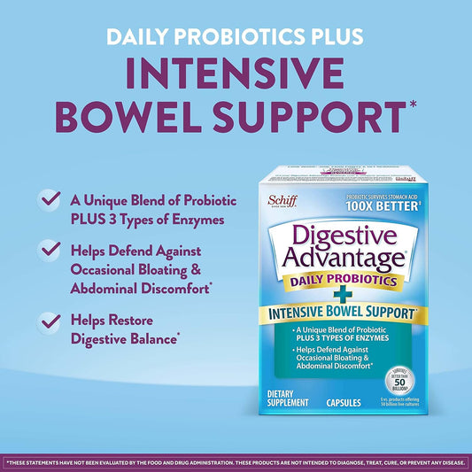 Digestive Advantage Ibs Probiotics For Digestive Health & Intensive Bowel Support, Probiotics For Women & Men With Digestive Enzymes, Support For Occasional Bloating & Gut Health, 32Ct Capsules
