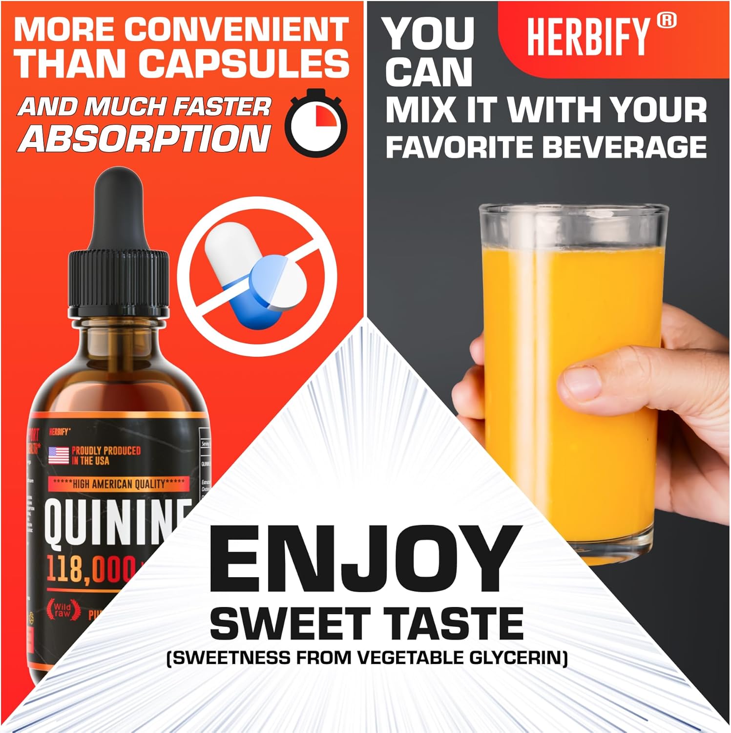 Herbify Quinine Tincture - Quinine Liquid Extract For Healthy Digestion - Quinine Cinchona Supplement For Better Absorption - Us Made Product - For Men & Women 4Oz (120Ml) : Health & Household