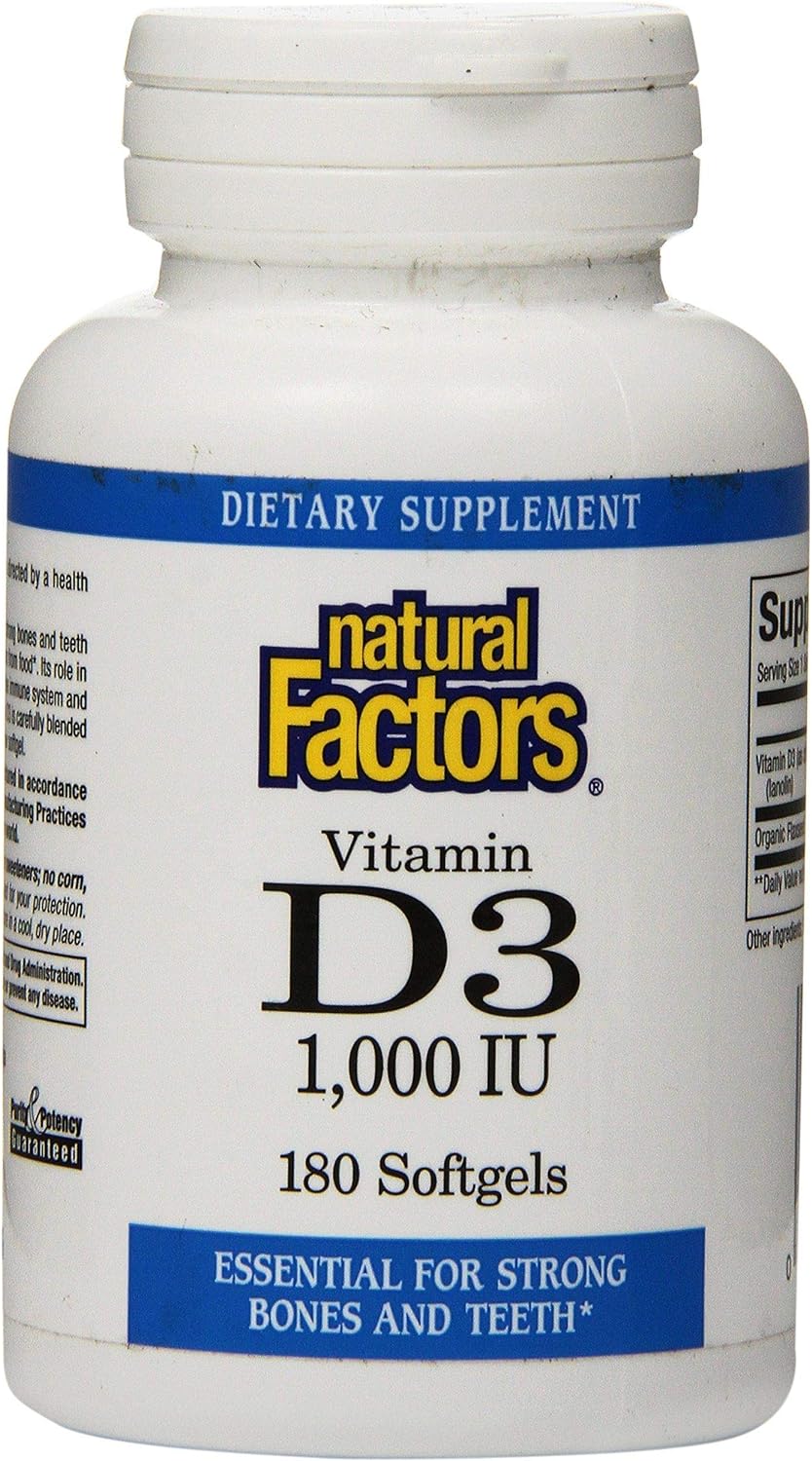 Natural Factors - Vitamin D3 1000 IU, Supports Healthy Bones, 180 Soft Gels