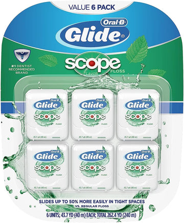 Oral-B Glide Dental Floss, Scope Flavor, 40M (Pack Of 6)