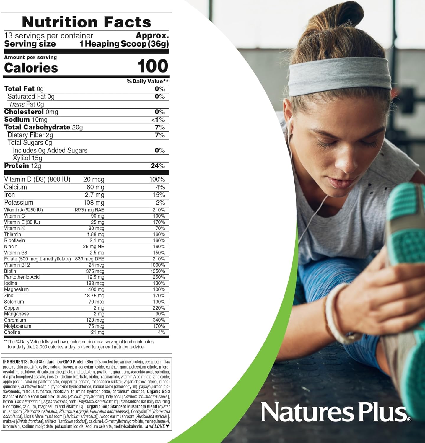 Naturesplus Spiru-Tein Gold, Vanilla - 1.03 Lb - Plant-Based Protein Powder - Vitamins & Minerals For Energy - Vegetarian, Gluten Free - 13 Servings