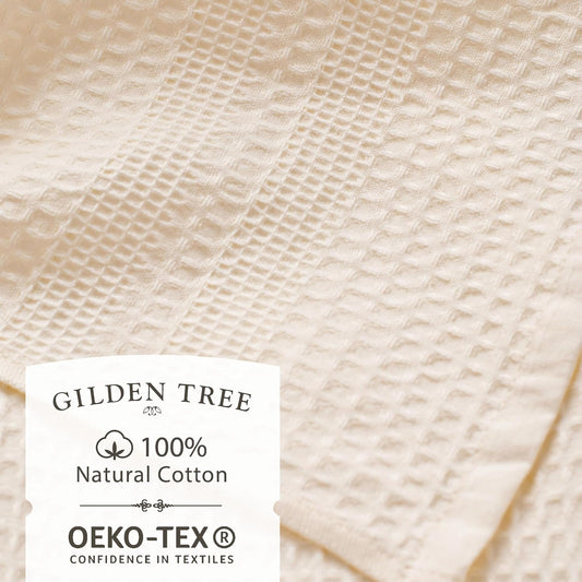 Gilden Tree Waffle Hand Towels For Bathroom Quick Drying Lint Free Thin, 2 Pack, Classic Style (Cream)