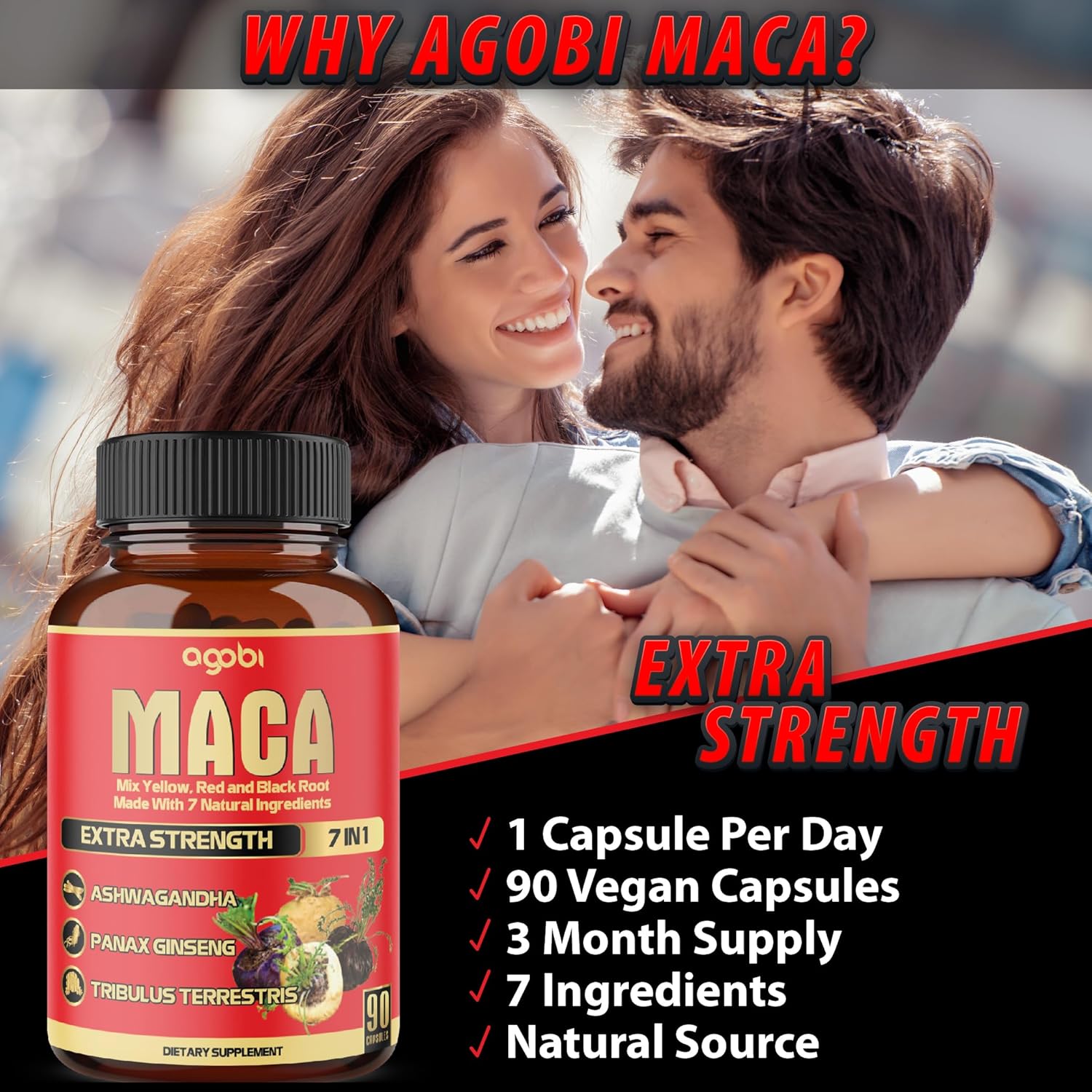 Maca Root Capsules - Supports Natural Health - Energy - Performance & Mood Supplement - Enhanced Blood Flow 3-Month Supply : Health & Household