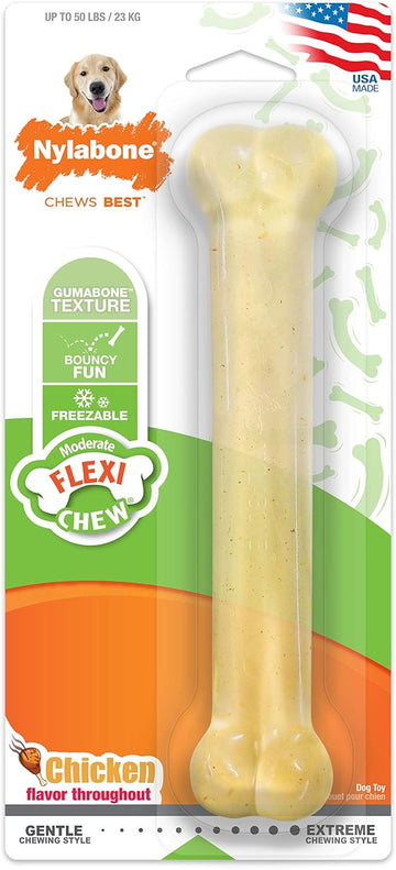 Nylabone Flex Chew Moderate Dog Chew Toy Bone, Chicken Flavor, Large/Giant (1 Count)