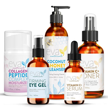 Vitamin C+ Serum, Peptide Moisturizer, Coconut And Honey Cleanser, Vitamin C Toner & Eye Gel Bundle