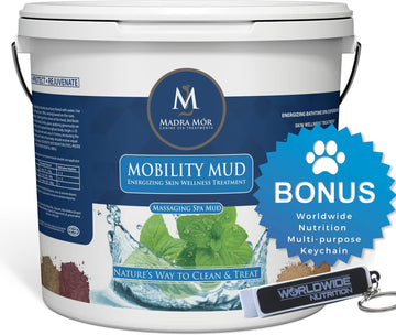 Worldwide Nutrition Madra Mor Mobility Dog Essentials Mud Bath | Dog Bath Spa Treatment For Dog Arthritis Pain Relief | Anti Itch For Dogs Wash For Dog Grooming | 7.5Lb Pail W Multi Purpose Key Chain
