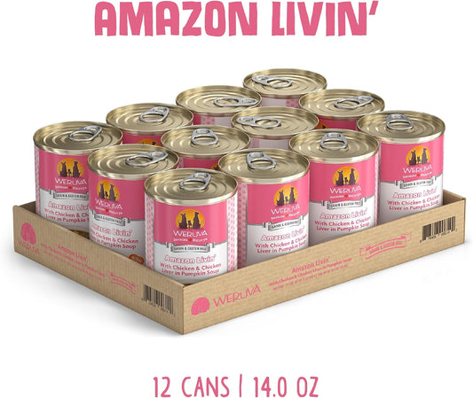 Weruva Classic Dog Food, Amazon Liver With Chicken Breast & Chicken Liver In Pumpkin Soup, 14Oz Can (Pack Of 12)