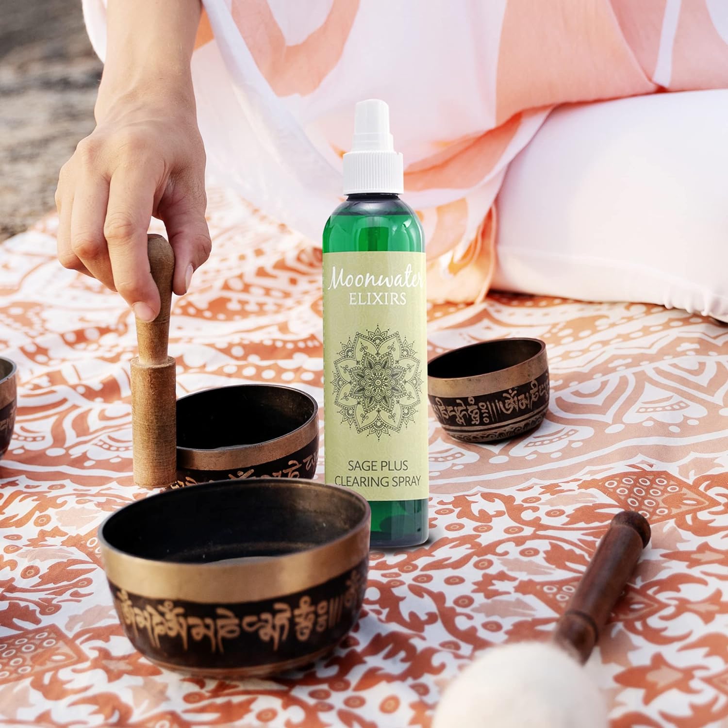 Sage Spray Bundle - White Sage Smudge Spray and Sage Wand for Cleansing Negativity, Smokeless Sage Smudging Kit to Support Positive Aura, and Cleansing Negative Energy by Moonwater Elixirs : Health & Household