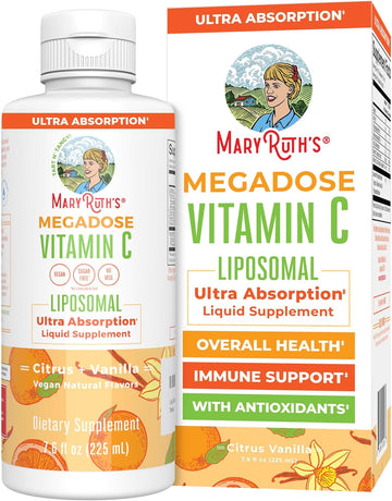 Liposomal Vitamin C By Maryruth'S | Immune Support Supplement | Vitamin C 500Mg | Megadose Vitamin C Supplement | Skin Care | Liquid Vitamin C | Vitamin E | Vegan | Non Gmo | 30 Servings