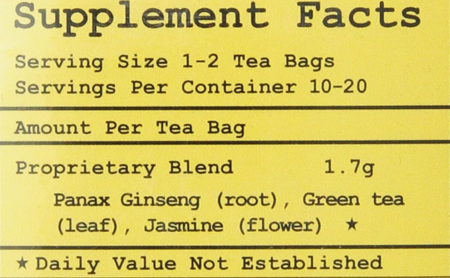 Health King Panax Ginseng Herb Tea, Teabags, 20 Count Box : Health & Household