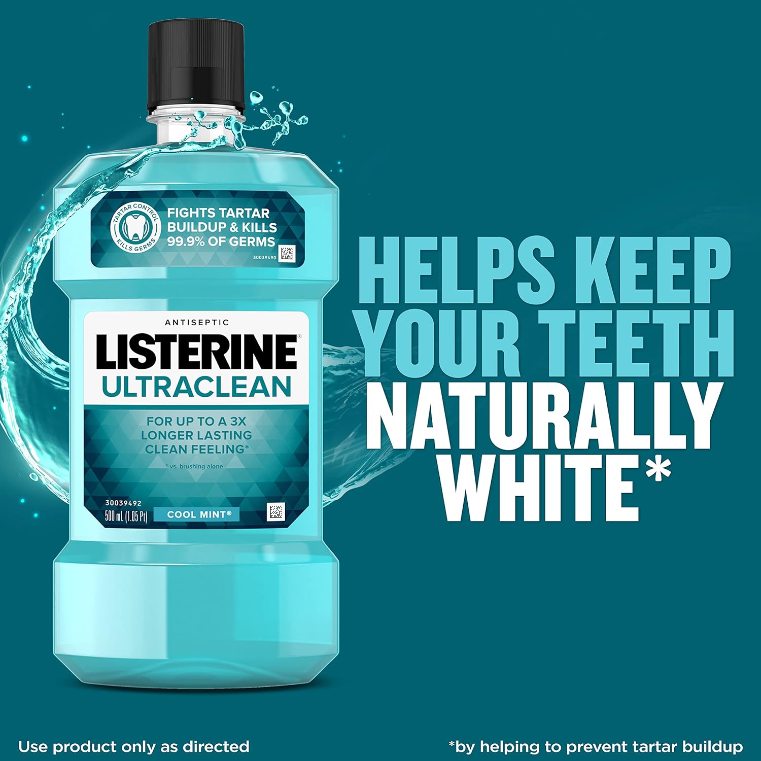 Listerine Ultraclean Oral Care Antiseptic Mouthwash, Everfresh Technology to Help Fight Bad Breath, Gingivitis, Plaque & Tartar, ADA-Accepted Tartar Control Oral Rinse, Cool Mint, 1 L : Health & Household