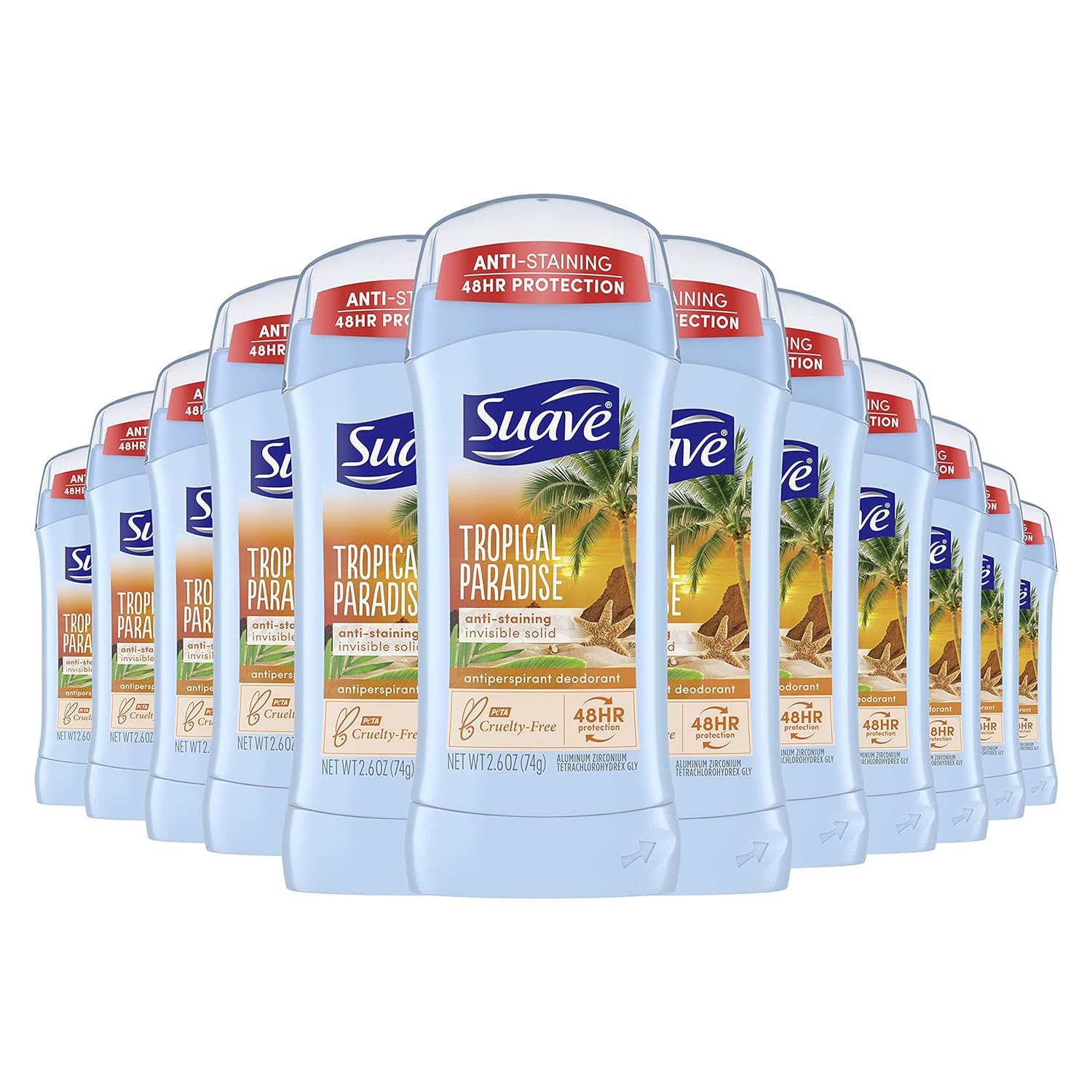 Suave Tropical Paradise Invisible Solid Anti-Perspirant Deodorant 2.6 oz (Pack of 12)