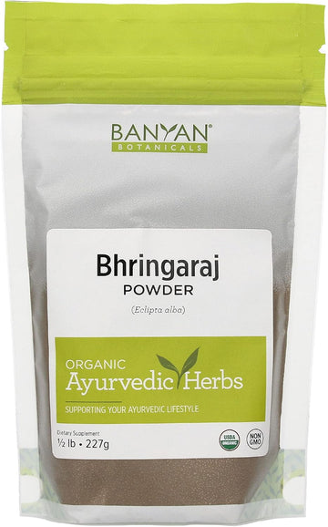 Banyan Botanicals Bhringaraj Powder (Eclipta aa) â€“ Organic Herbal Powder for Beautiful Hair â€“ for a Calm Mind and Healthy Hair, Nails, Bones, and Teeth* â€“ Â½ . â€“ Non-GMO Sustainably Sourced Vegan