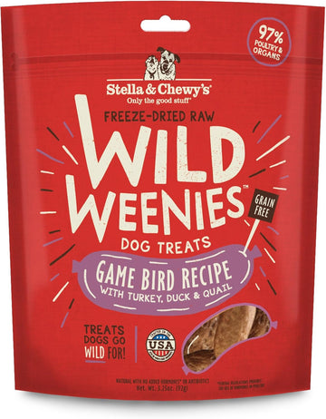 Stella & Chewy'S Freeze-Dried Raw Wild Weenies Dog Treats – All-Natural, Protein Rich, Grain Free Dog & Puppy Treat – Great For Training & Rewarding – Game Bird Recipe – 3.25 Oz Bag