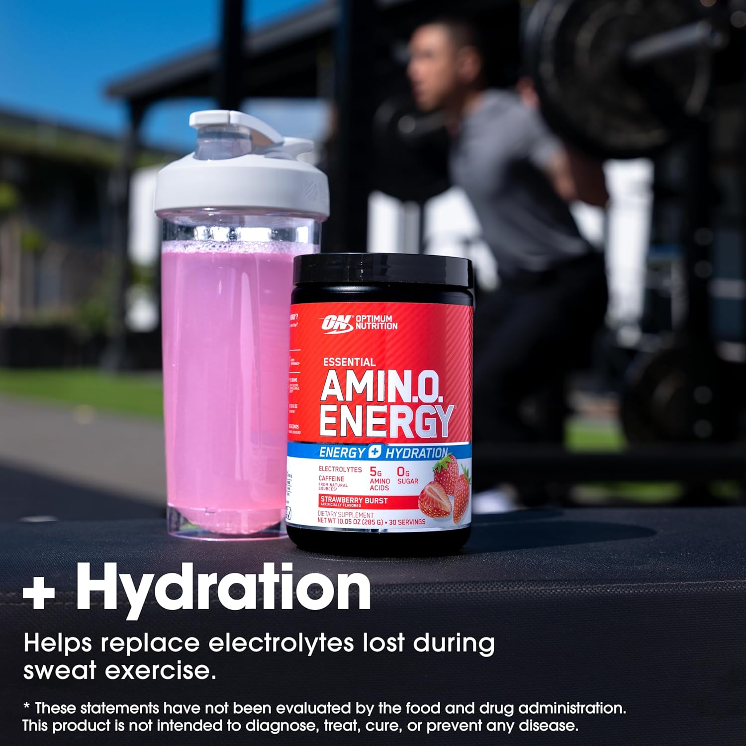 Optimum Nutrition Amino Energy Powder Plus Hydration, with BCAA, Electrolytes, and Caffeine, Strawberry Burst, 30 Servings (Packaging May Vary) : Health & Household