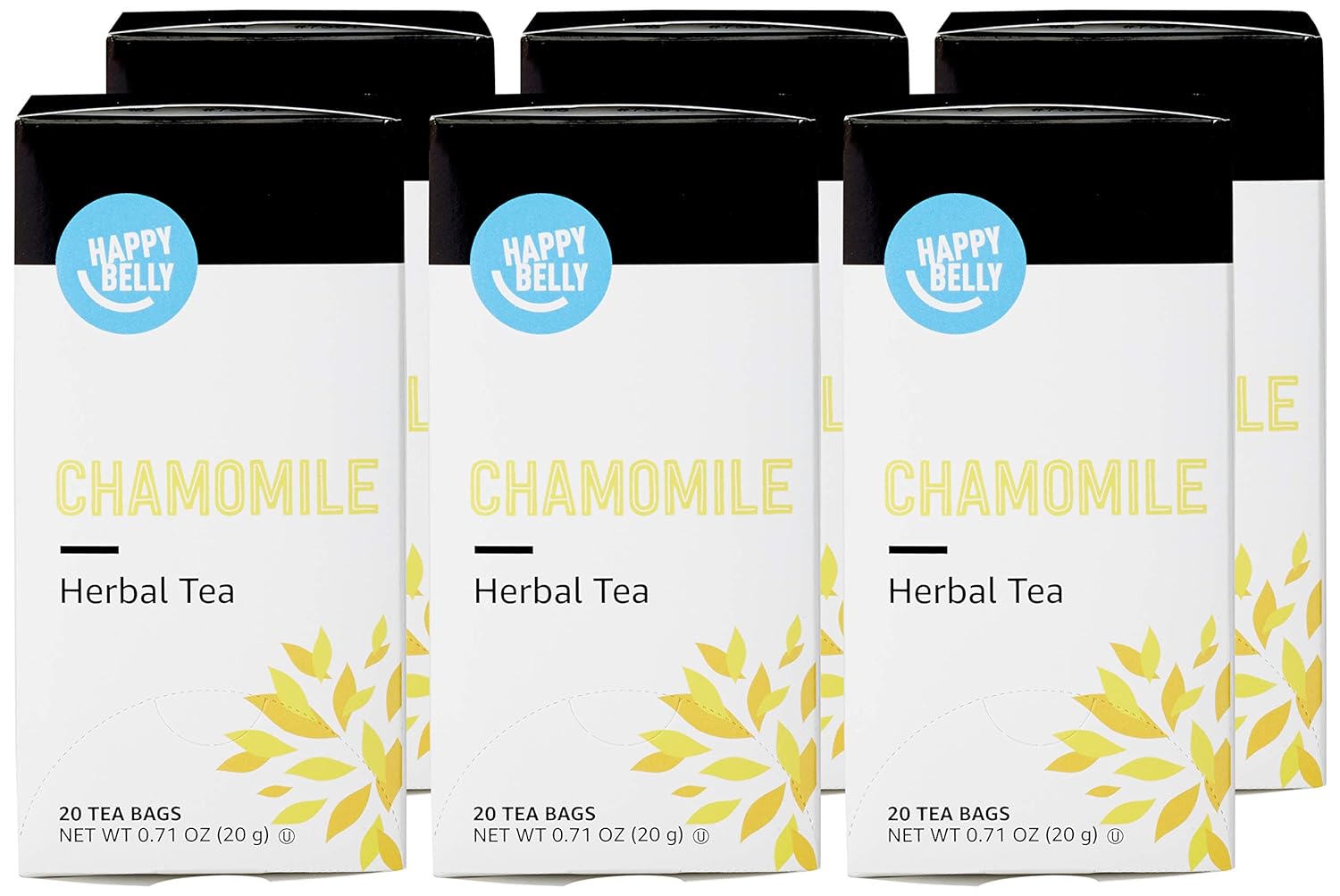 Happy Belly Herbal Tea Bags, Chamomile, 120 Count (6 Packs of 20)